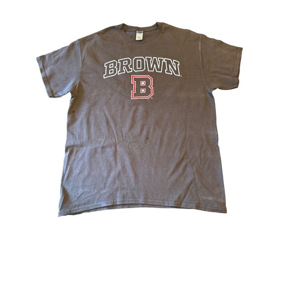 Gildan Brown University Heavy Cotton T-Shirt Black Size L - Picture 1 of 4